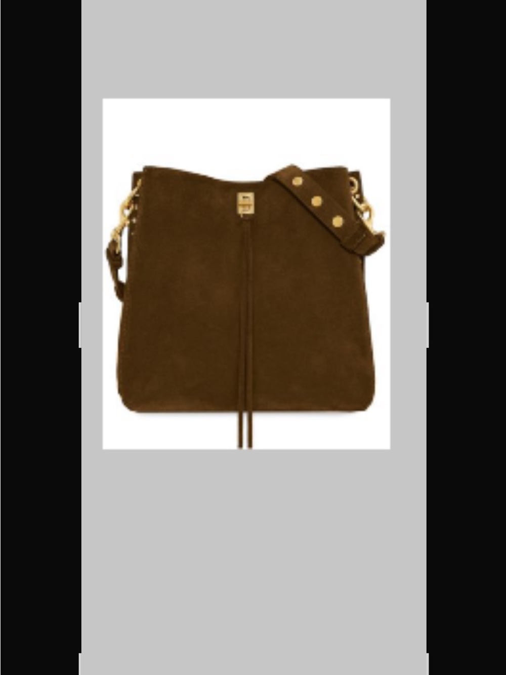 Rebecca Minkoff Brown Suede Drawstring Shoulder Bag with Gold Hardware - Picture 5 of 6